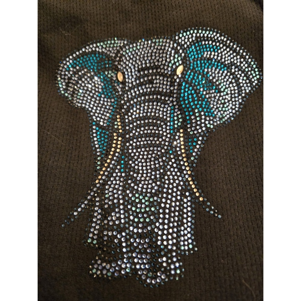 Rhinestone Elephant On M TOPPY Women's Easy Fit  Lightweight Jacket Black Zipper